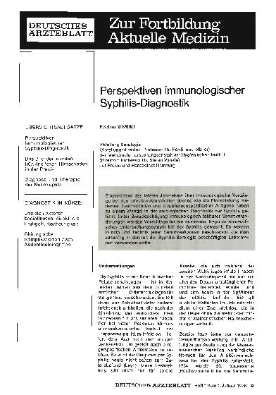 Vorschauseite 1: Perspektiven immunologischer Syphilis-Diagnostik