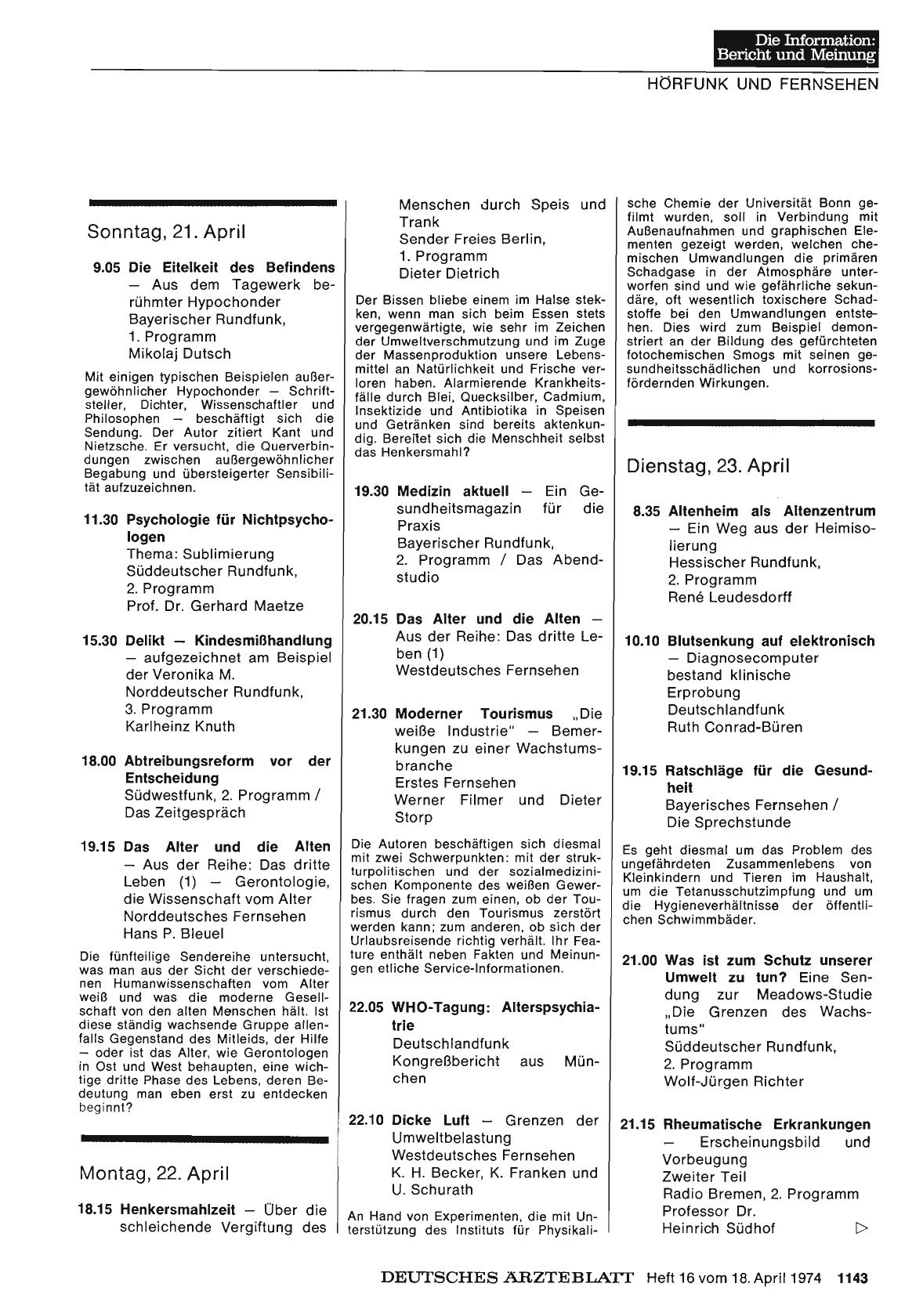 Vorschauseite 1: Hörfunk und Fernsehen