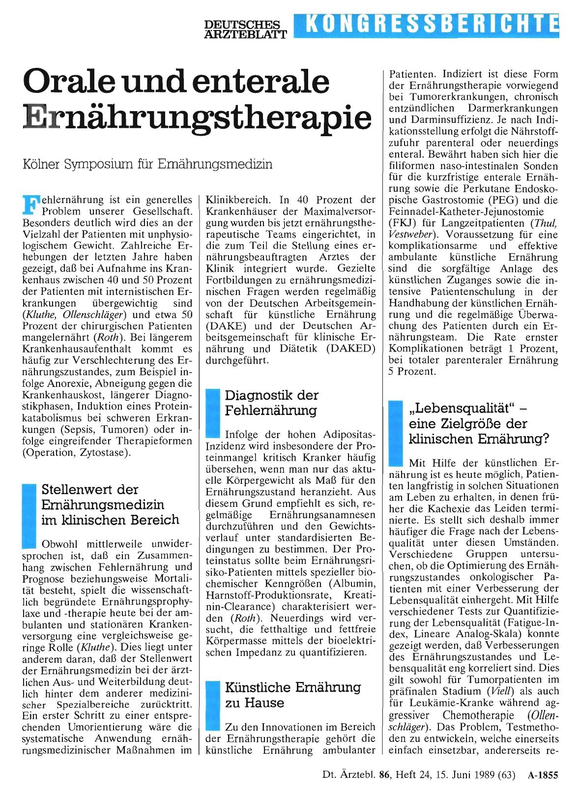 Vorschauseite 1: Orale und enterale Ernährungstherapie