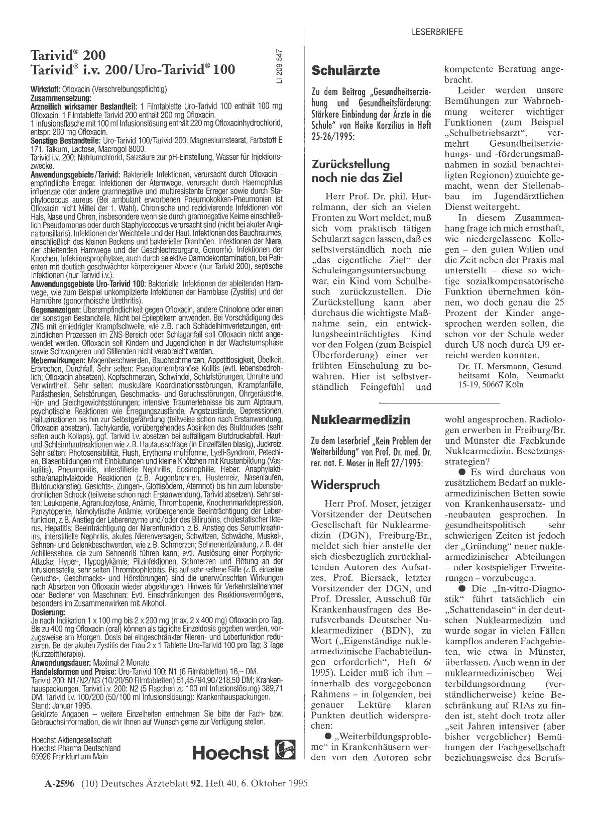 Vorschauseite 1: Nuklearmedizin: Widerspruch