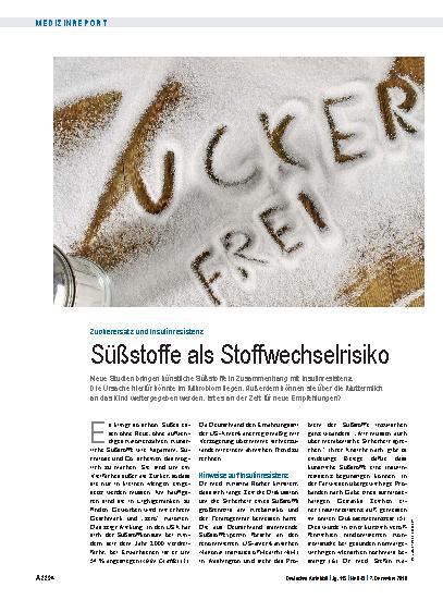 Vorschauseite 1: Zuckerersatz und Insulinresistenz: Süßstoffe als Stoffwechselrisiko