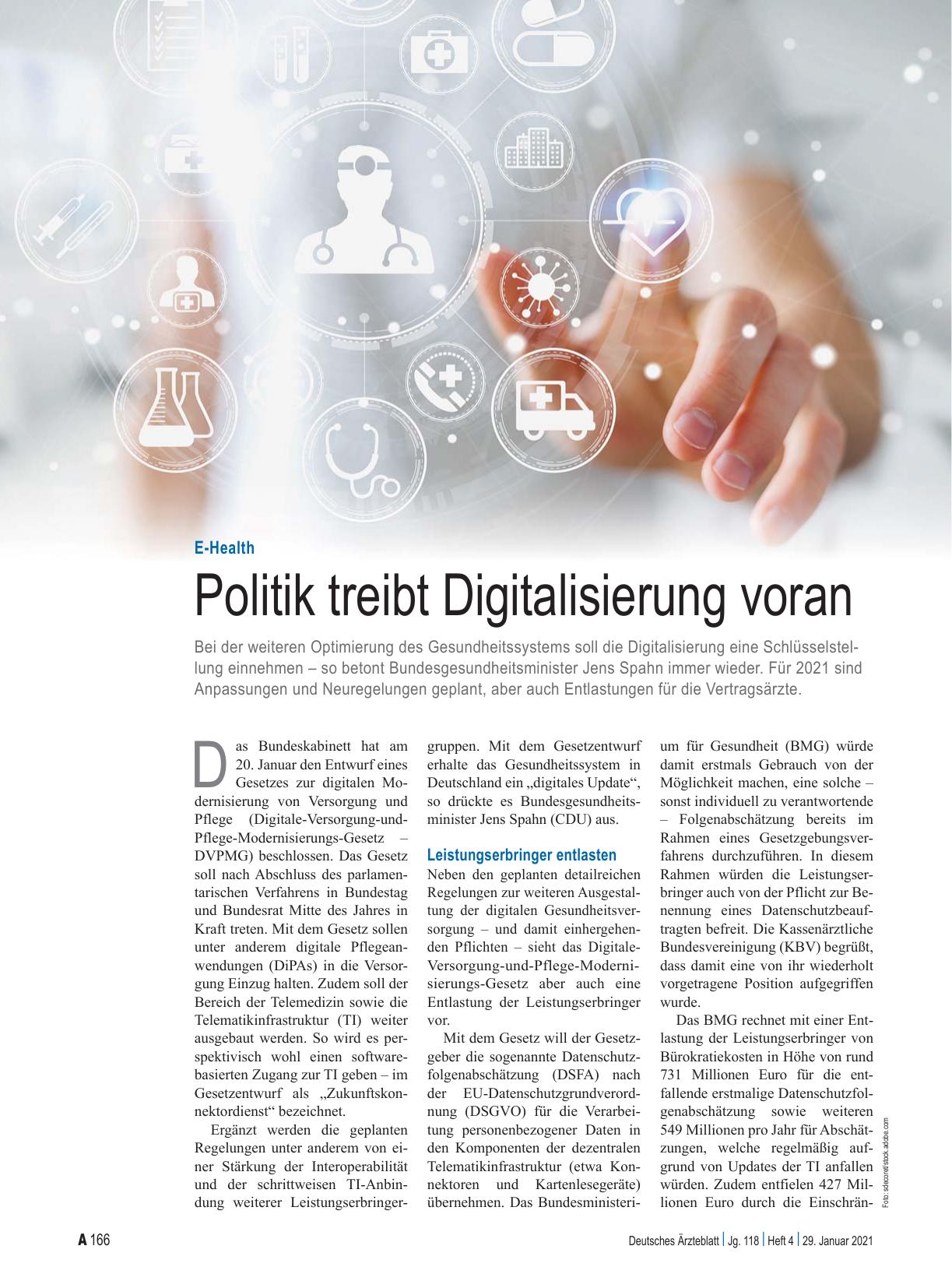 Vorschauseite 1: E-Health: Politik treibt Digitalisierung voran