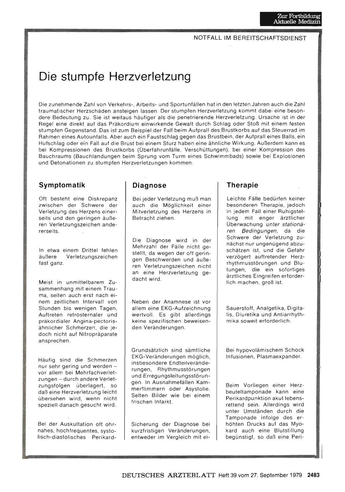 Vorschauseite 1: Die stumpfe Herzverletzung