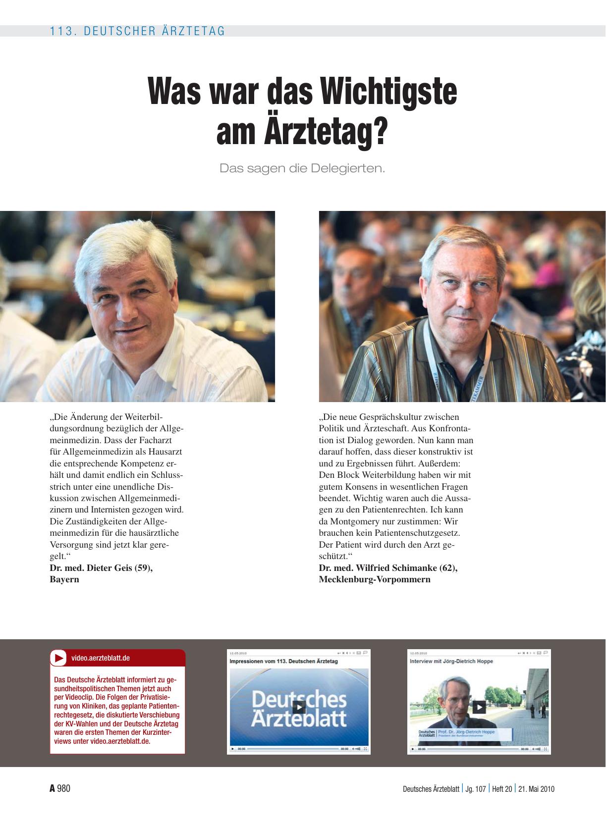 Vorschauseite 1: Was war das Wichtigste am Ärztetag? Das sagen die Delegierten