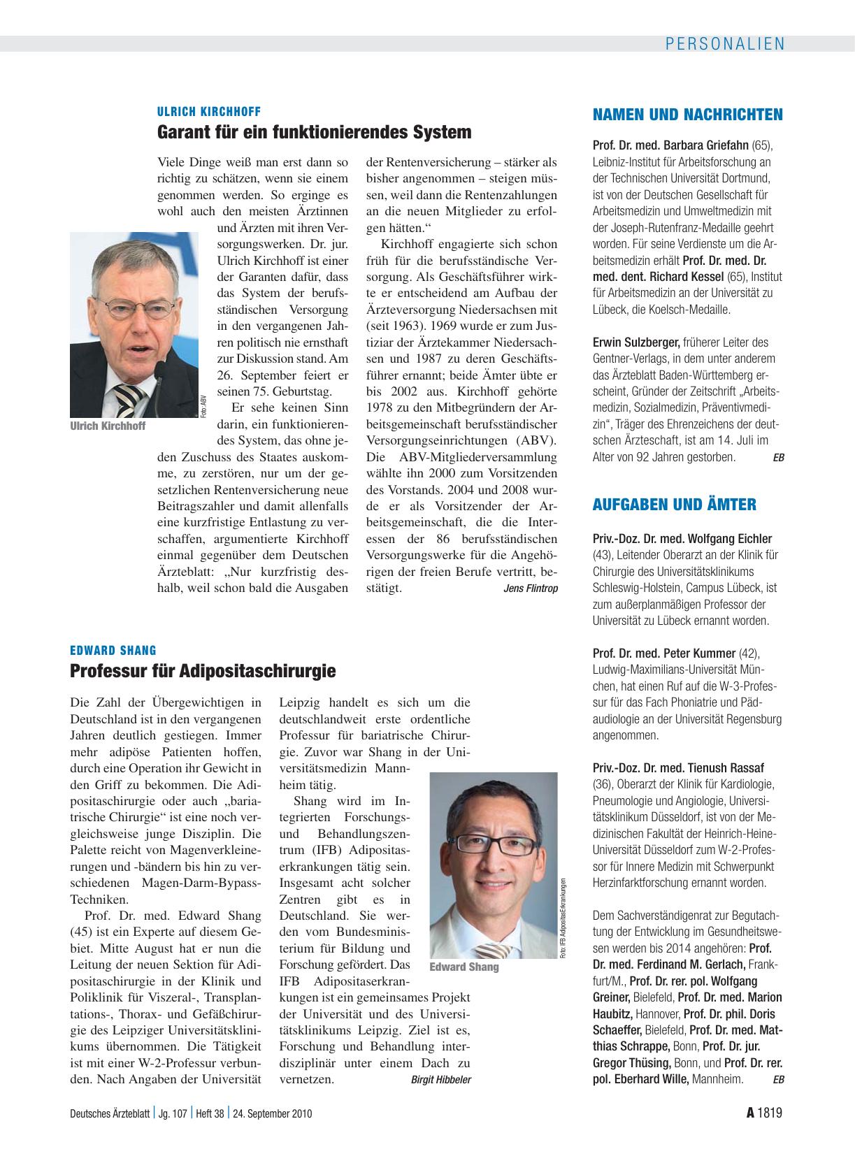 Vorschauseite 1: Ulrich Kirchhoff: Garant für ein funktionierendes System