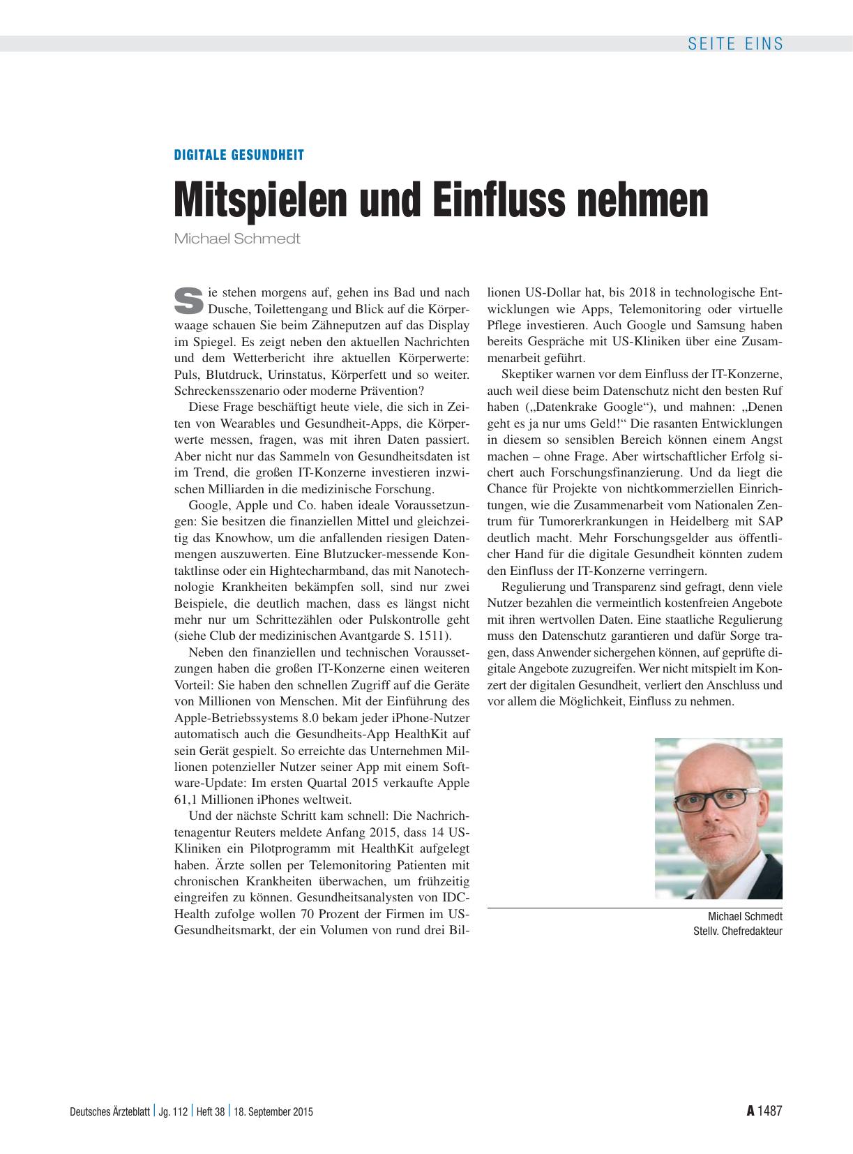 Vorschauseite 1: Digitale Gesundheit: Mitspielen und Einfluss nehmen