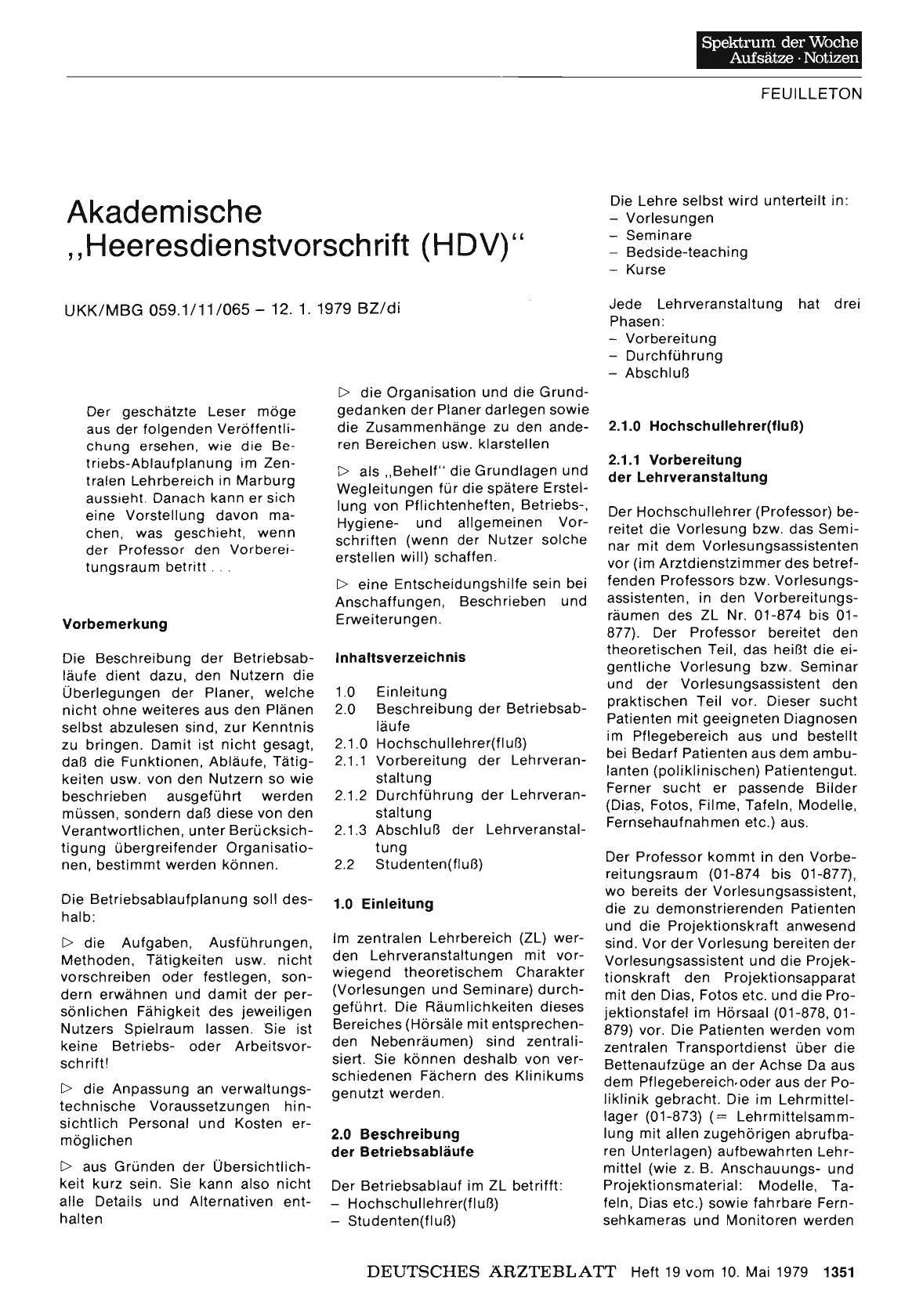 Vorschauseite 1: Akademische „Heeresdienstvorschrift (HDV)“