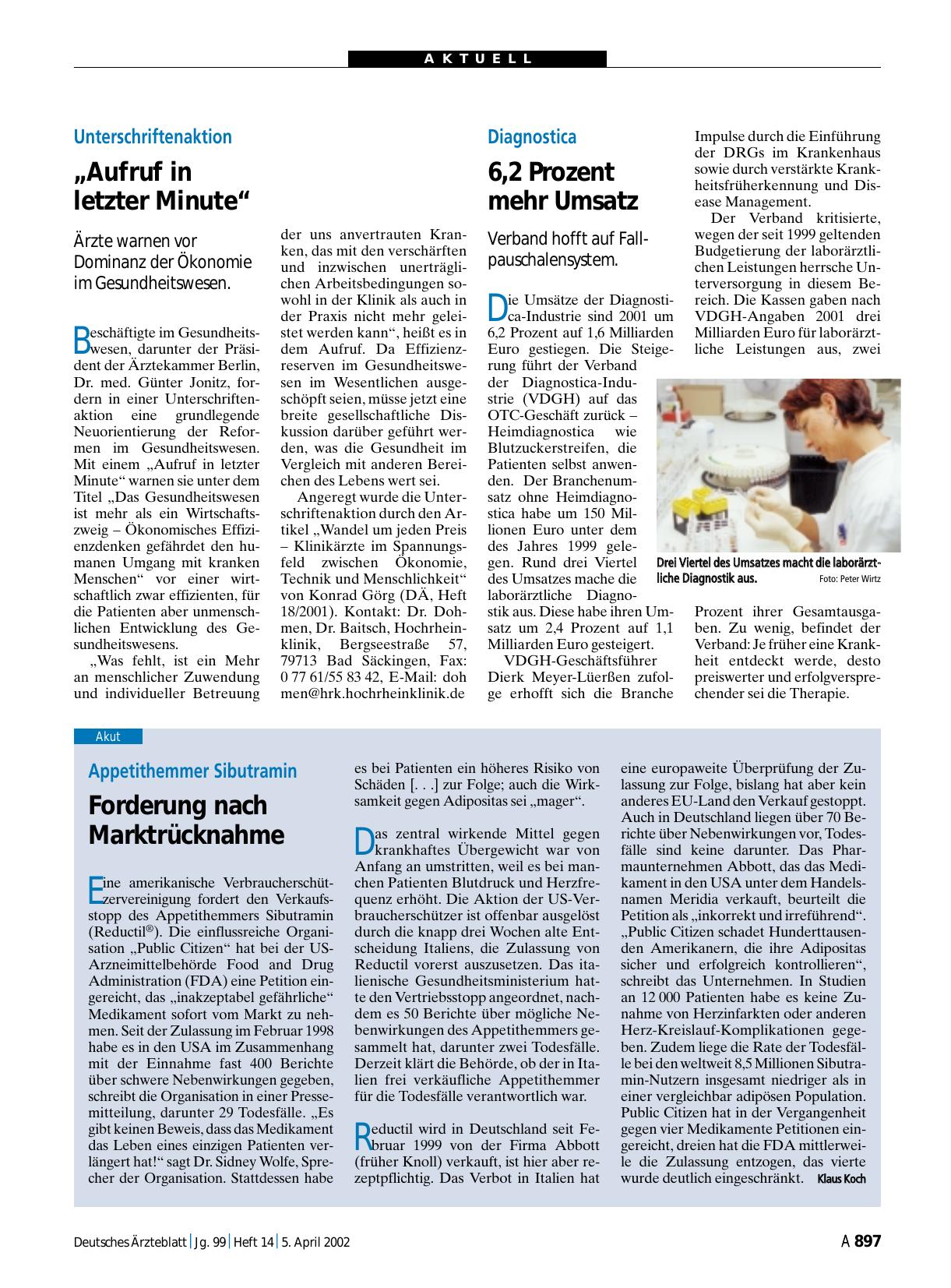 Vorschauseite 1: Diagnostica: 6, 2 Prozent mehr Umsatz