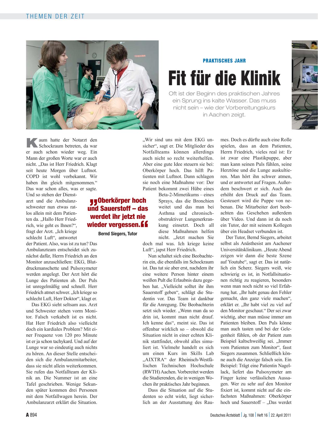 Vorschauseite 1: Praktisches Jahr: Fit für die Klinik