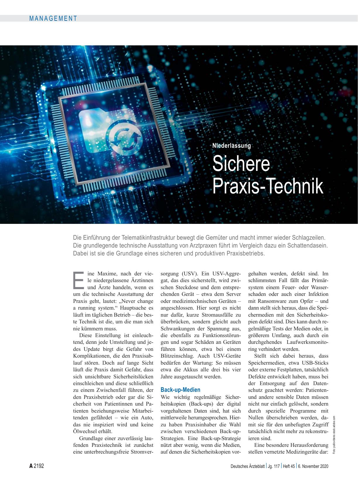 Vorschauseite 1: Niederlassung: Sichere Praxis-Technik