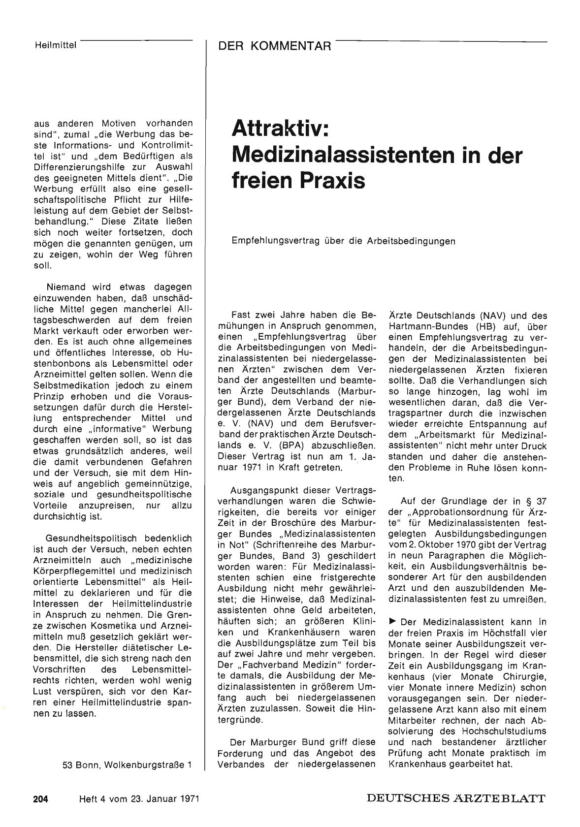 Vorschauseite 1: Attraktiv: Medizinalassistenten in der freien Praxis — Empfehlungsvertrag über die Arbeitsbedingungen