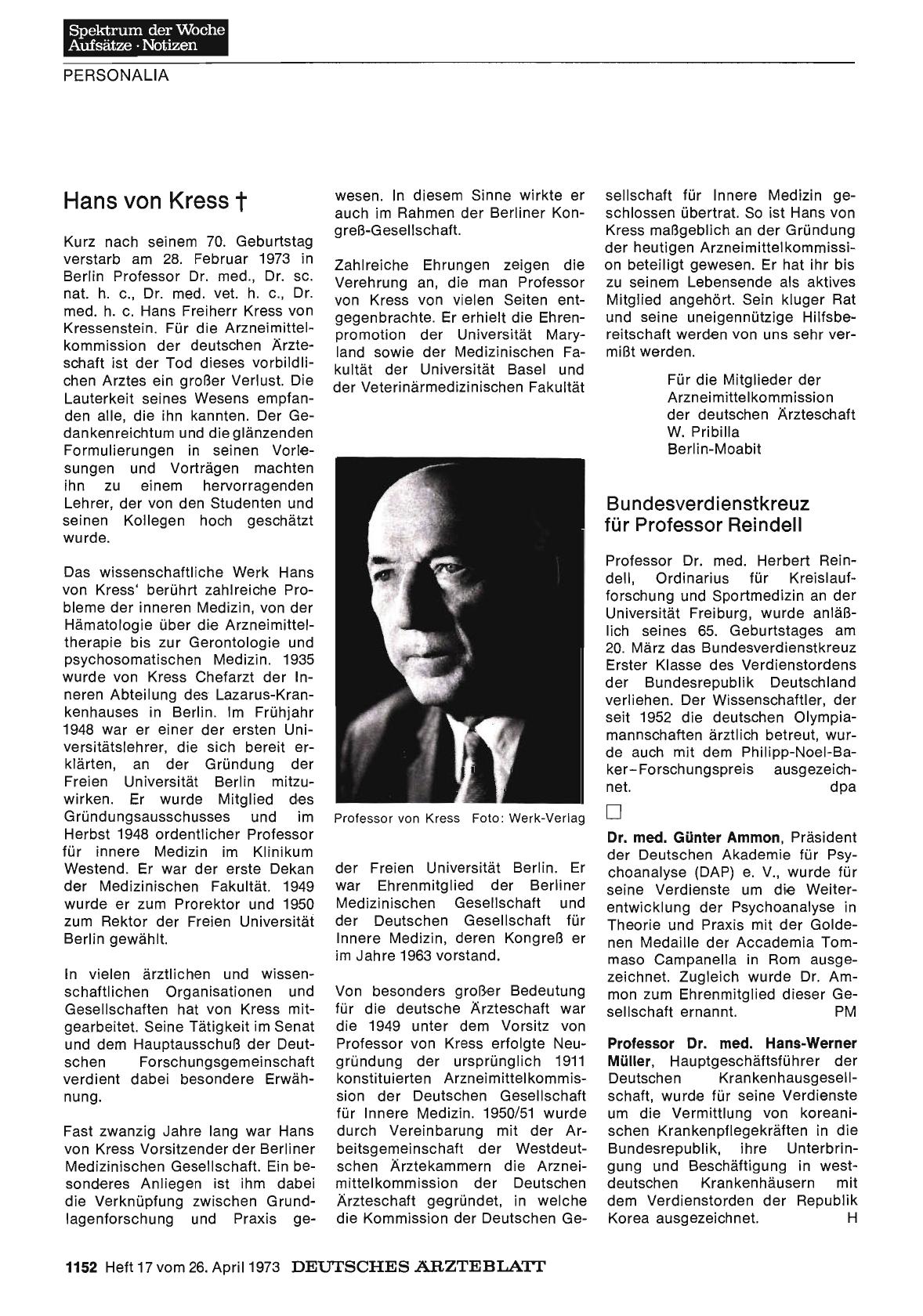 Vorschauseite 1: Hans von Kress †