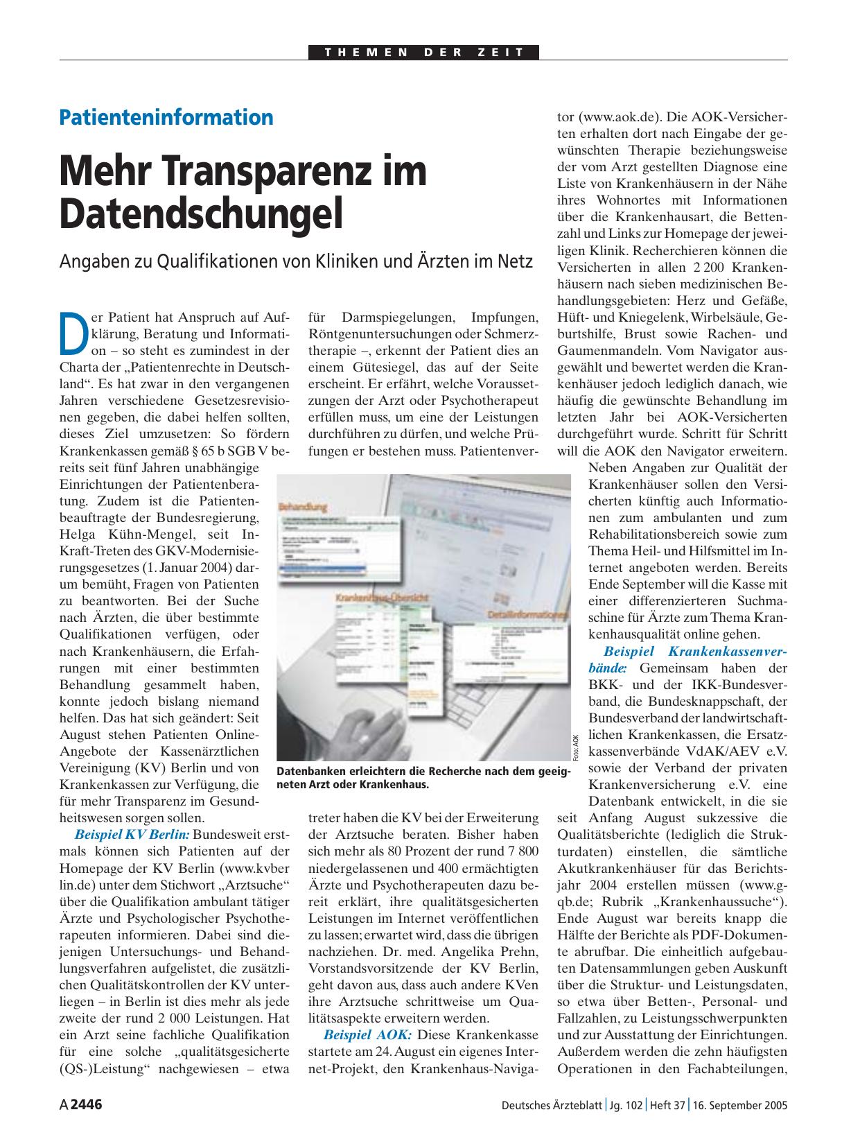 Vorschauseite 1: Patienteninformation: Mehr Transparenz im Datendschungel