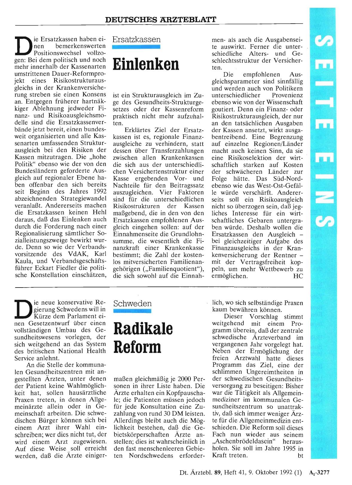 Vorschauseite 1: Ersatzkassen: Einlenken