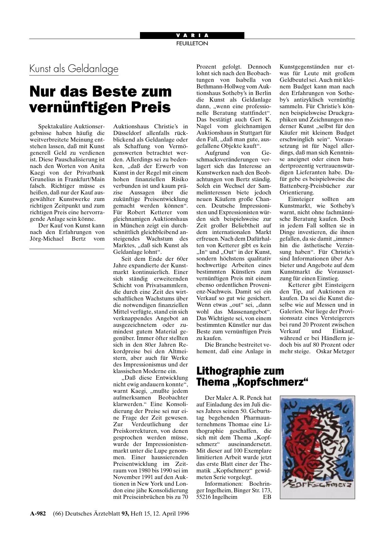 Vorschauseite 1: Kunst als Geldanlage: Nur das Beste zum vernünftigen Preis