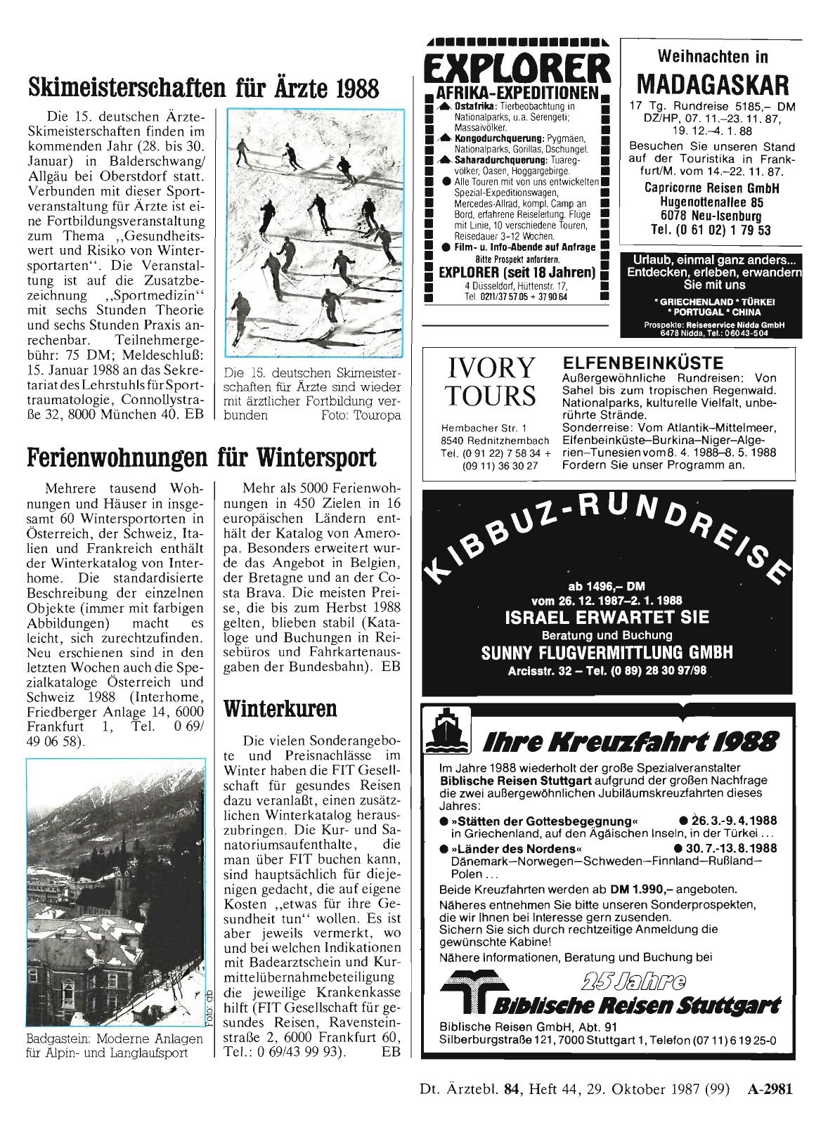 Vorschauseite 1: Skimeisterschaften für Ärzte 1988