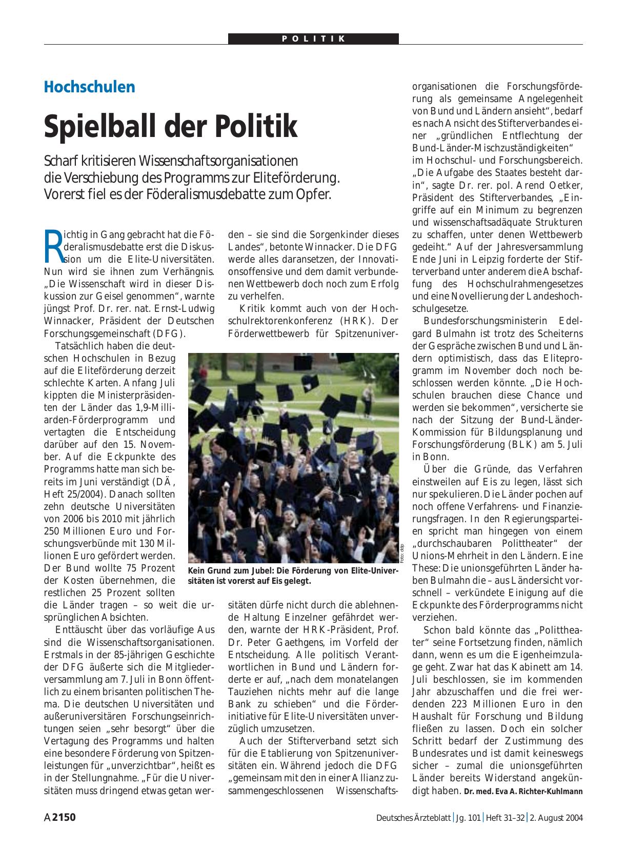 Vorschauseite 1: Hochschulen: Spielball der Politik