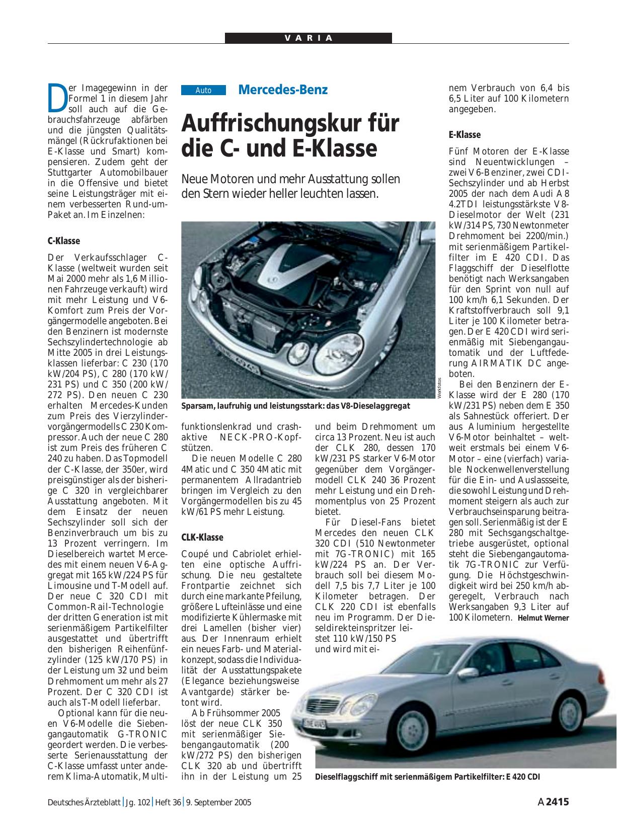 Vorschauseite 1: Mercedes-Benz: Auffrischungskur für die Cund E-Klasse