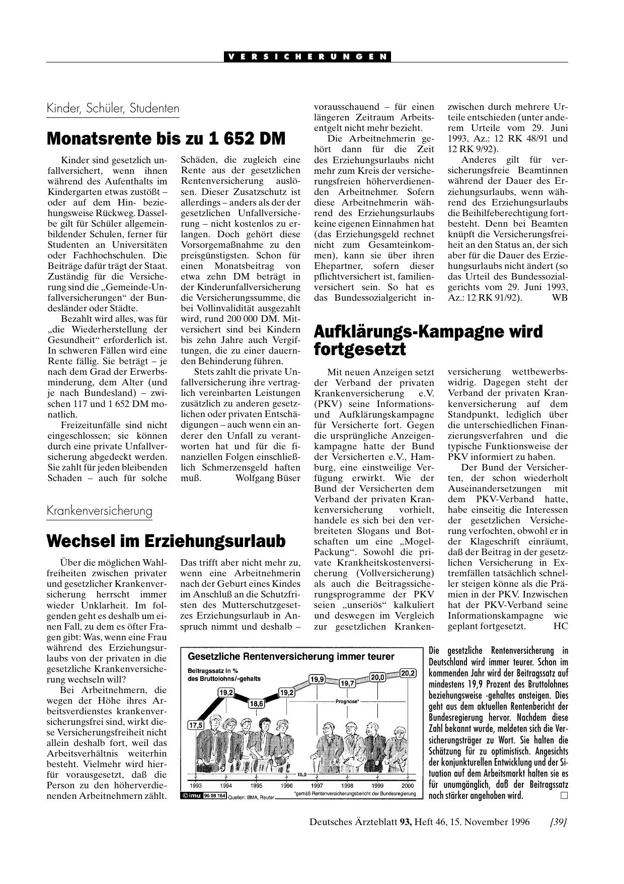 Vorschauseite 1: Kinder, Schüler, Studenten: Monatsrente bis zu 1 652 DM