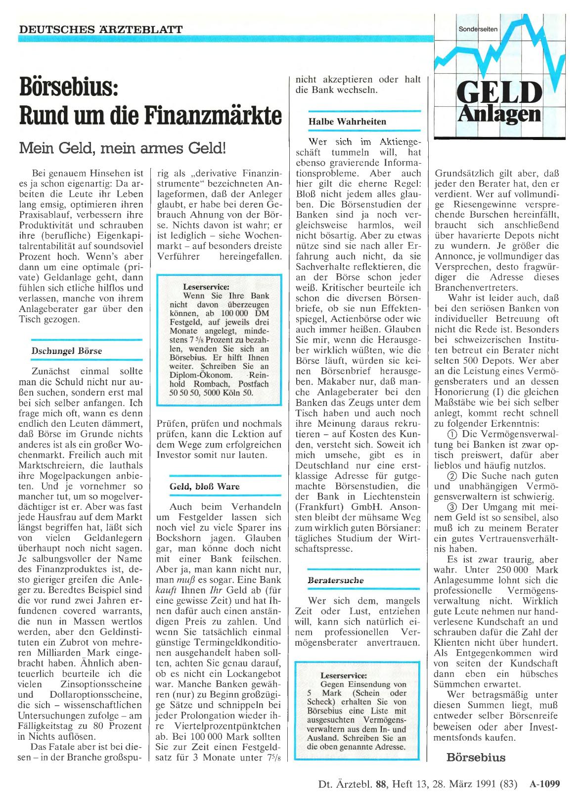 Vorschauseite 1: Börsebius: Rund um die Finanzmärkte
