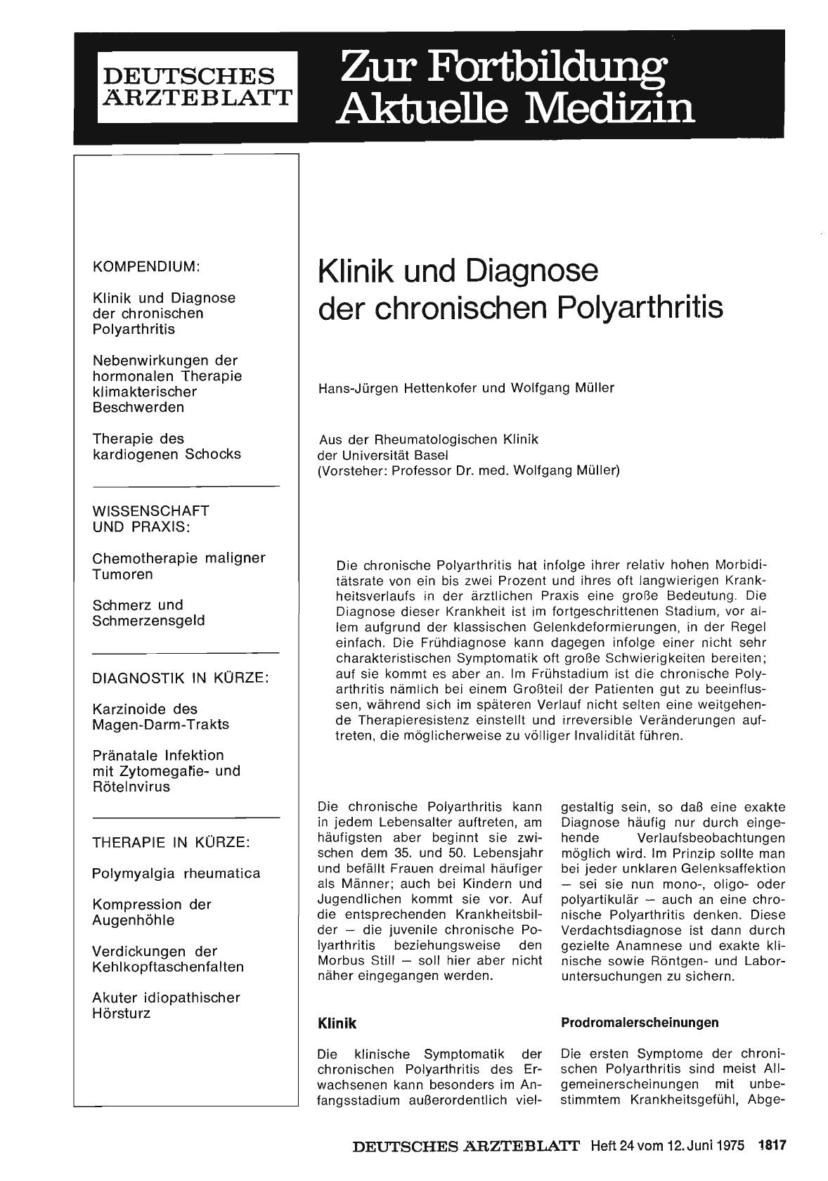 Vorschauseite 1: Klinik und Diagnose der chronischen Polyarthritis