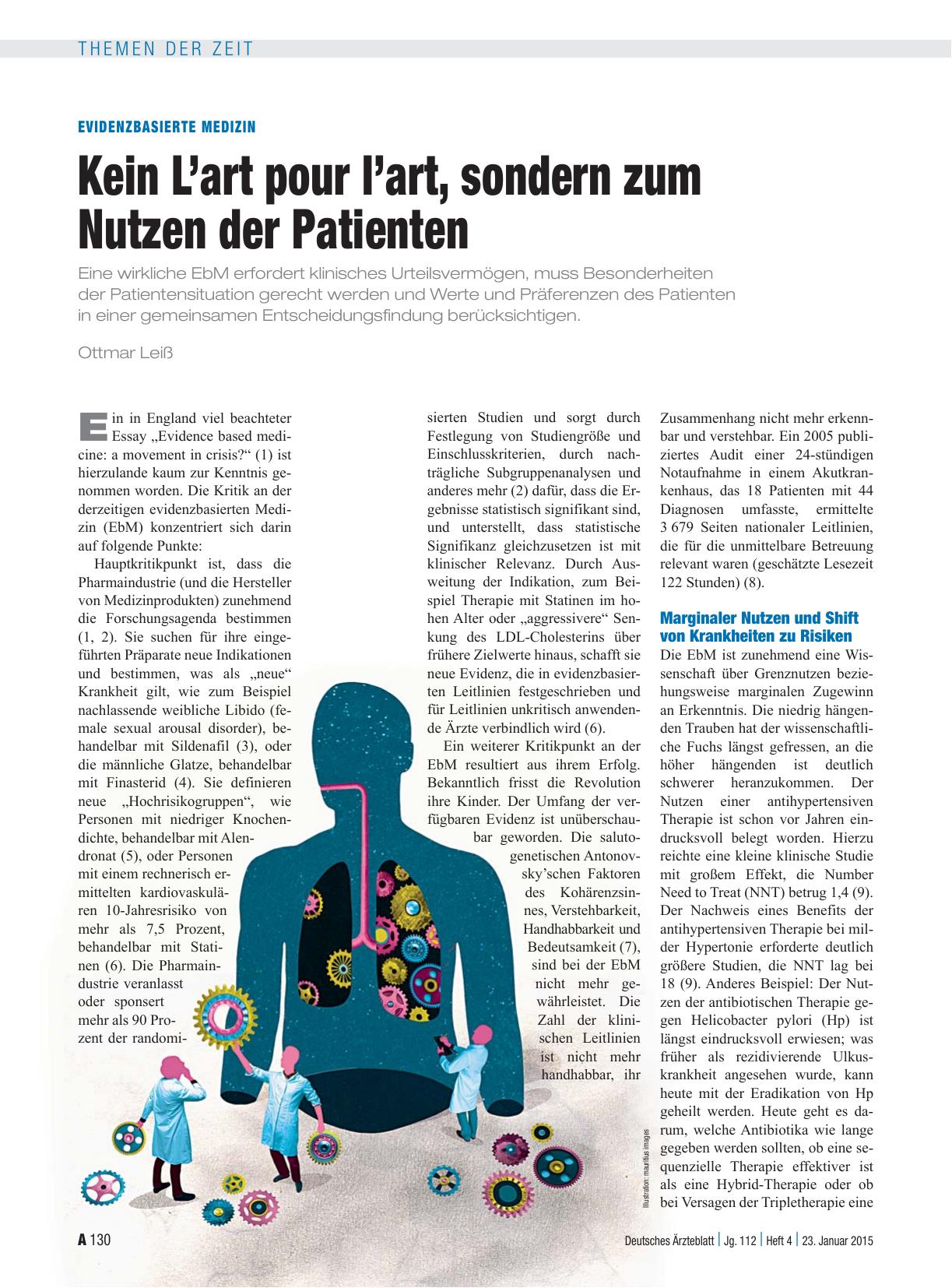 Vorschauseite 1: Evidenzbasierte Medizin: Kein L’art pour l’art, sondern zum Nutzen der Patienten