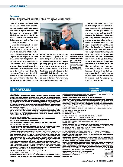 Vorschauseite 1: Sarkopenie: Neuer Diagnoseschlüssel für altersbedingten Muskelabbau