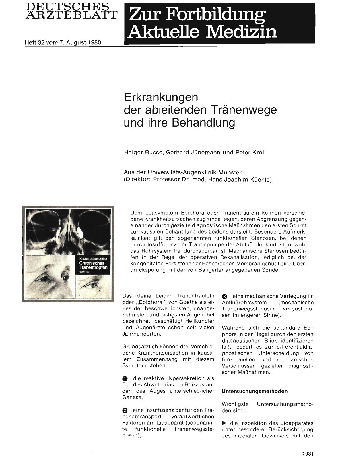 Vorschauseite 1: Erkrankungen der ableitenden Tränenwege und ihre Behandlung