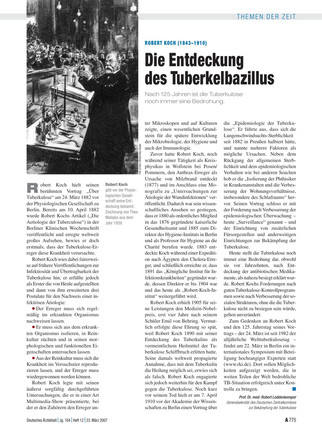Vorschauseite 1: Robert Koch (1843 – 1910): Die Entdeckung des Tuberkelbazillus