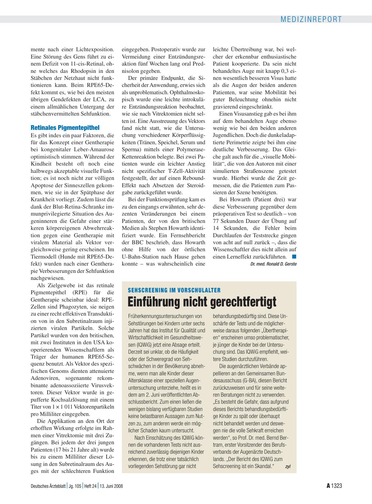 Vorschauseite 1: Sehscreening im Vorschulalter: Einführung nicht gerechtfertigt