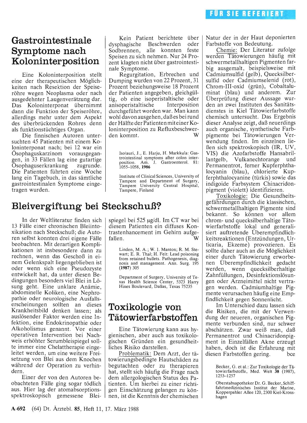 Vorschauseite 1: Toxikologie von Tätowierfarbstoffen