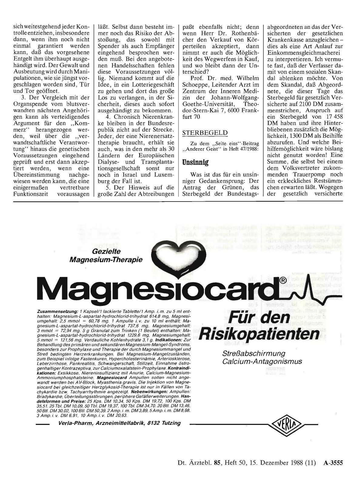Vorschauseite 1: STERBEGELD: Unsinnig