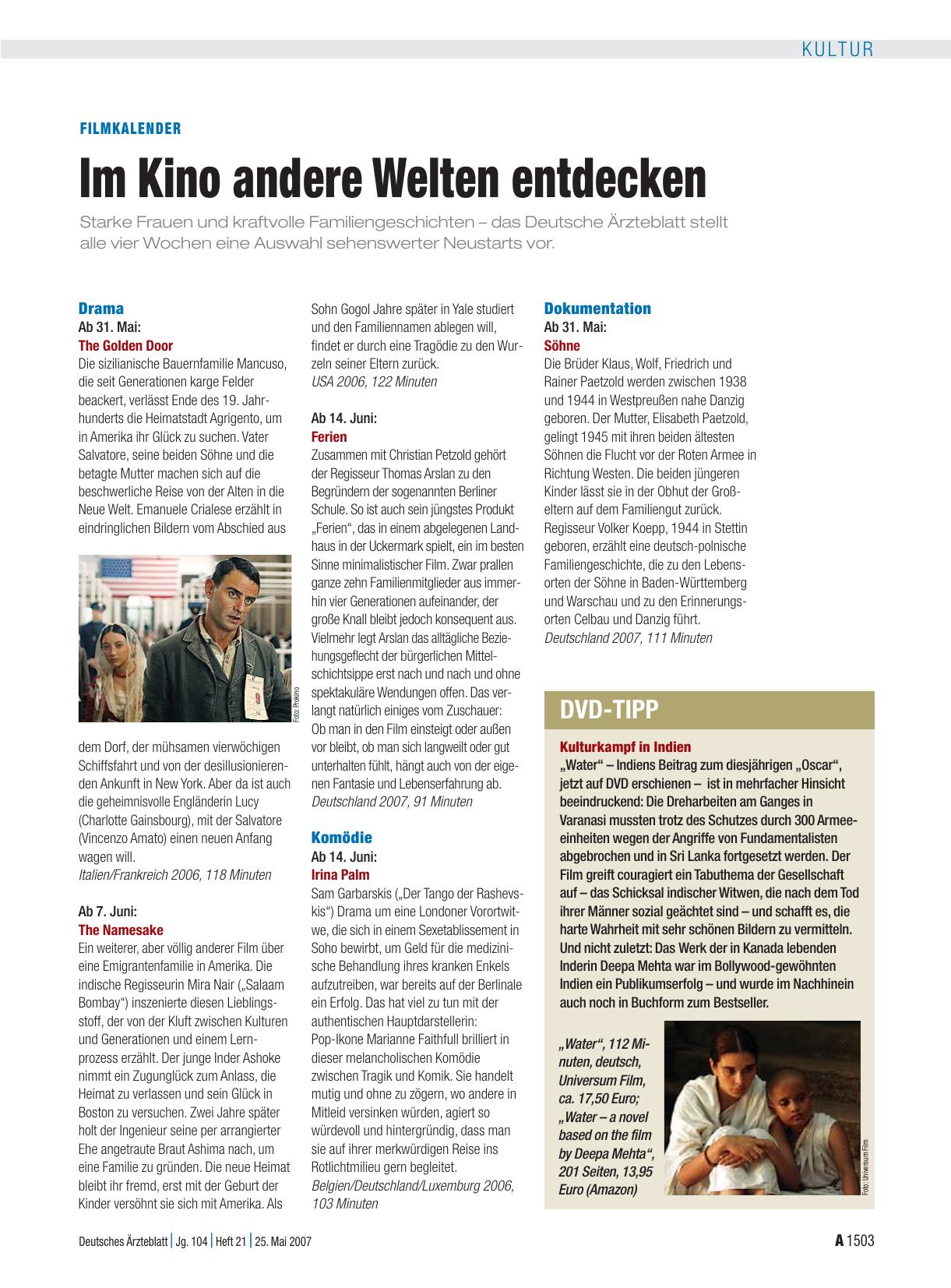 Vorschauseite 1: Filmkalender: Im Kino andere Welten entdecken