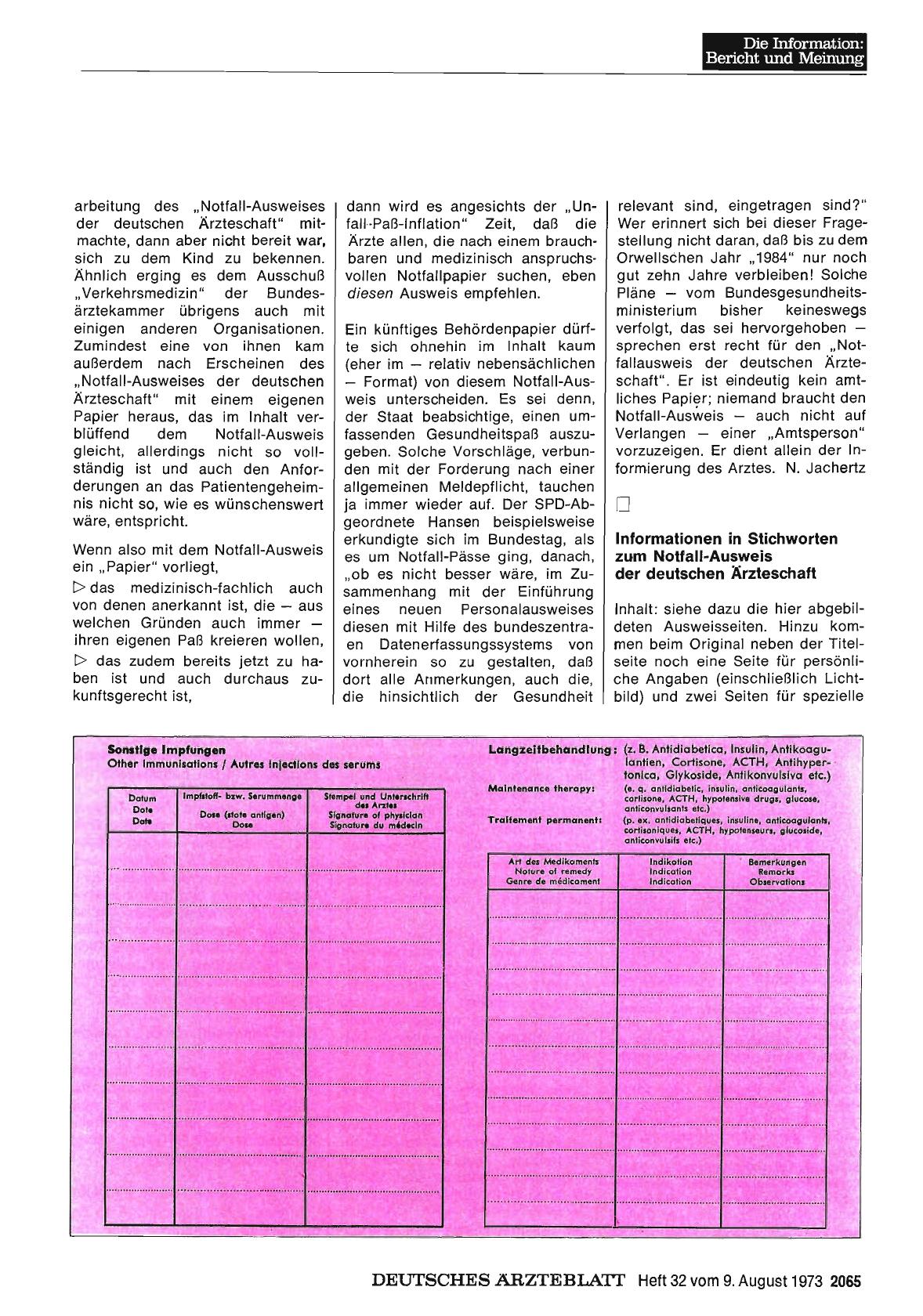 Vorschauseite 1: Informationen in Stichworten zum Notfall-Ausweis der deutschen Ärzteschaft