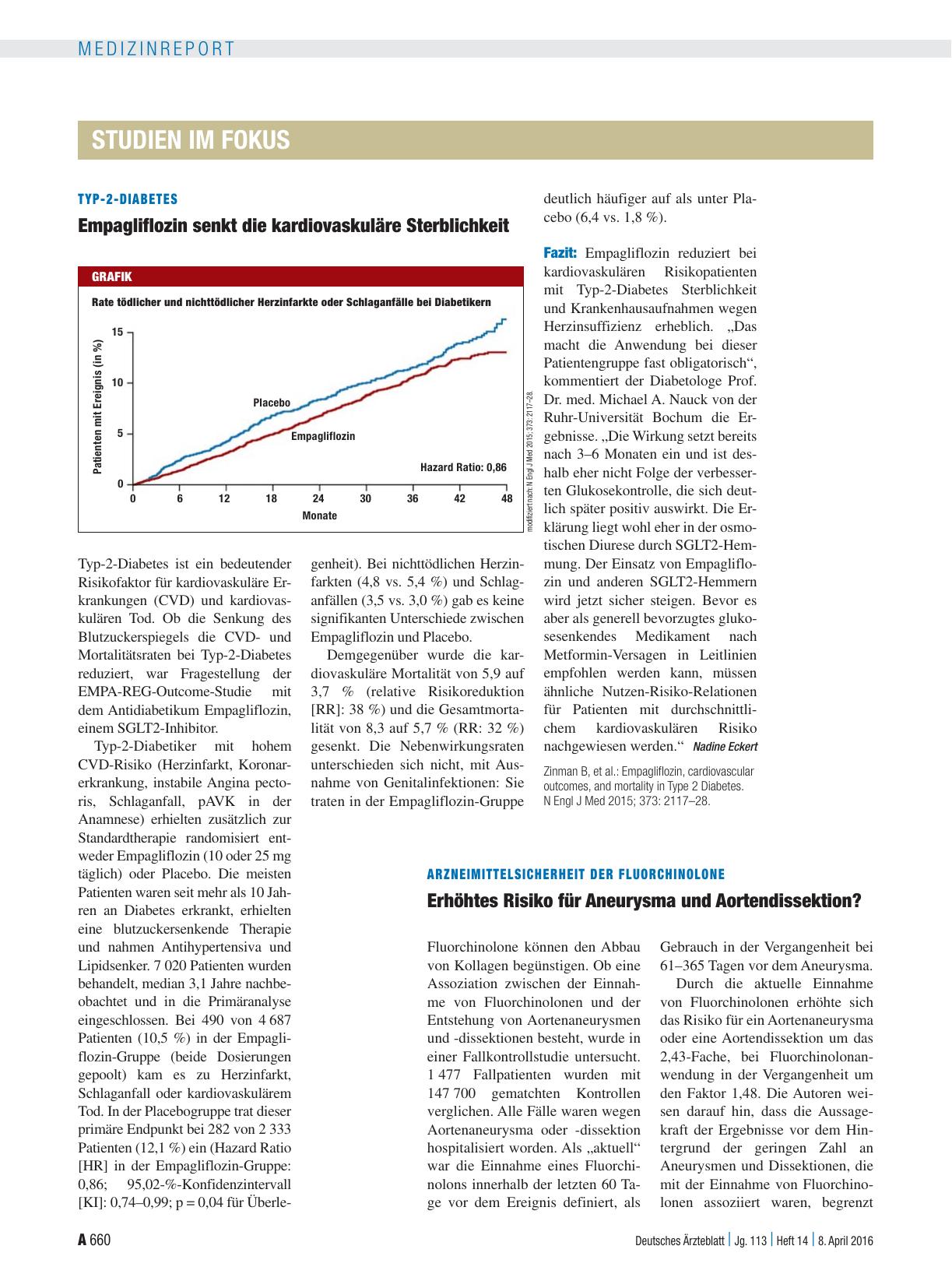 Vorschauseite 1: Arzneimittelsicherheit der FluorChinolone: Erhöhtes Risiko für Aneurysma und Aortendissektion?