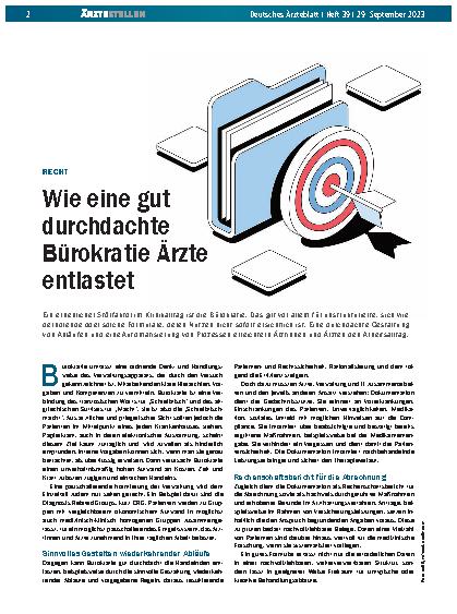 Vorschauseite 1: Richtig: Wie eine gut durchdachte Bürokratie Ärzte entlastet