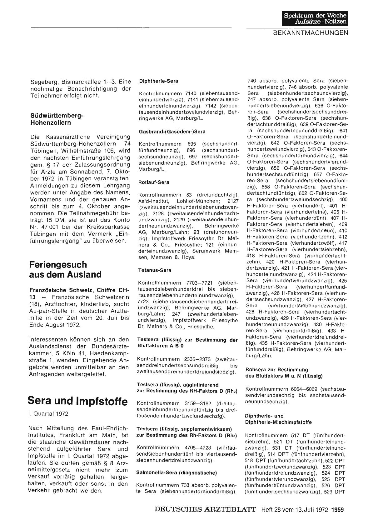 Vorschauseite 1: Sera und Impfstoffe