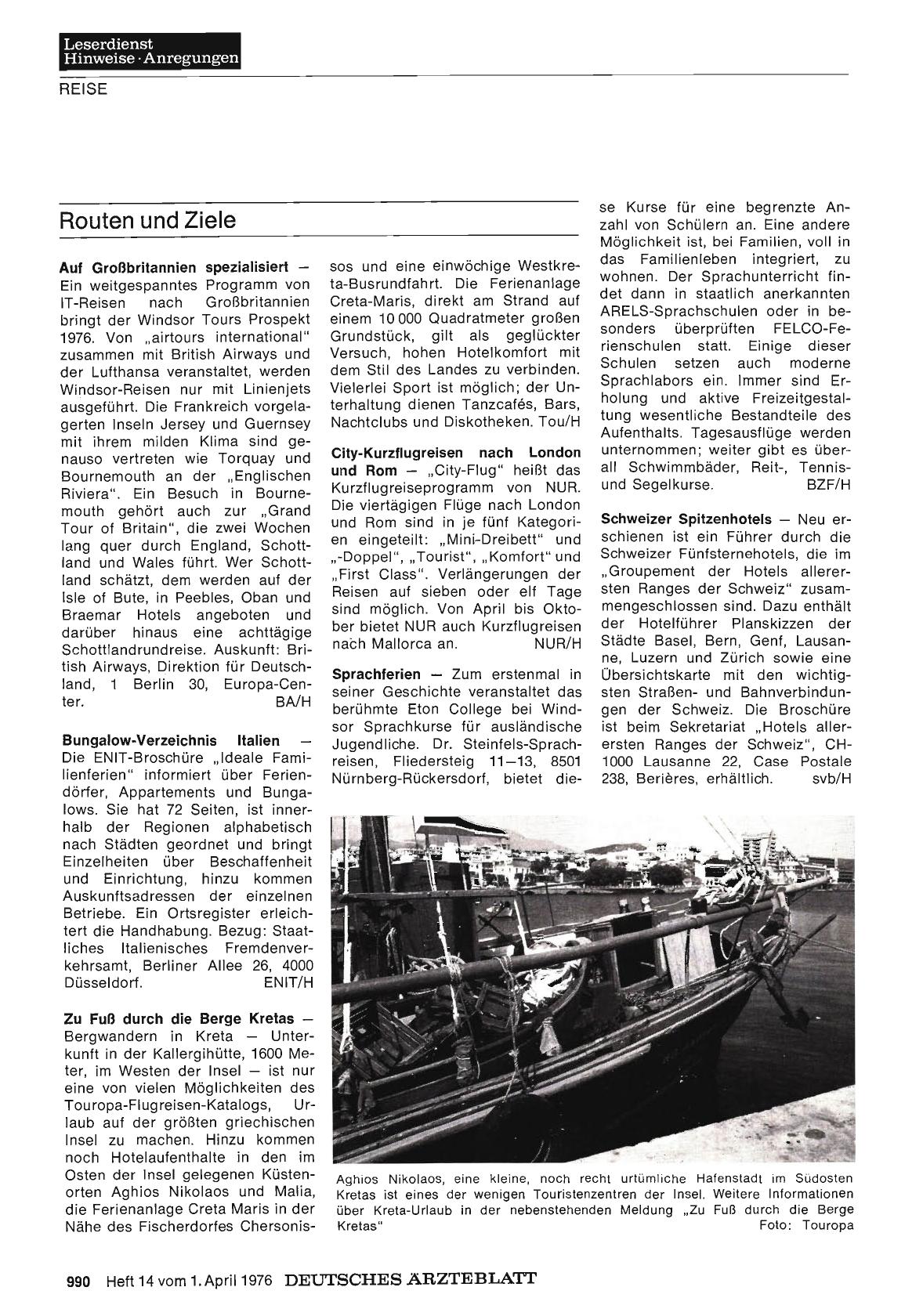 Vorschauseite 1: Routen und Ziele