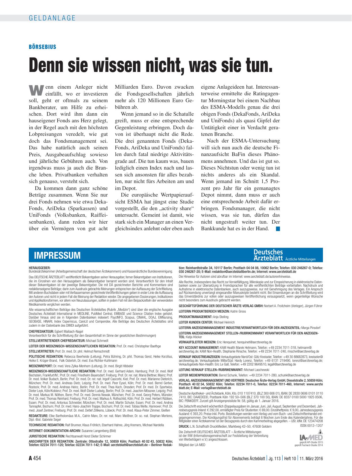 Vorschauseite 1: Börsebius: Denn sie wissen nicht, was sie tun.