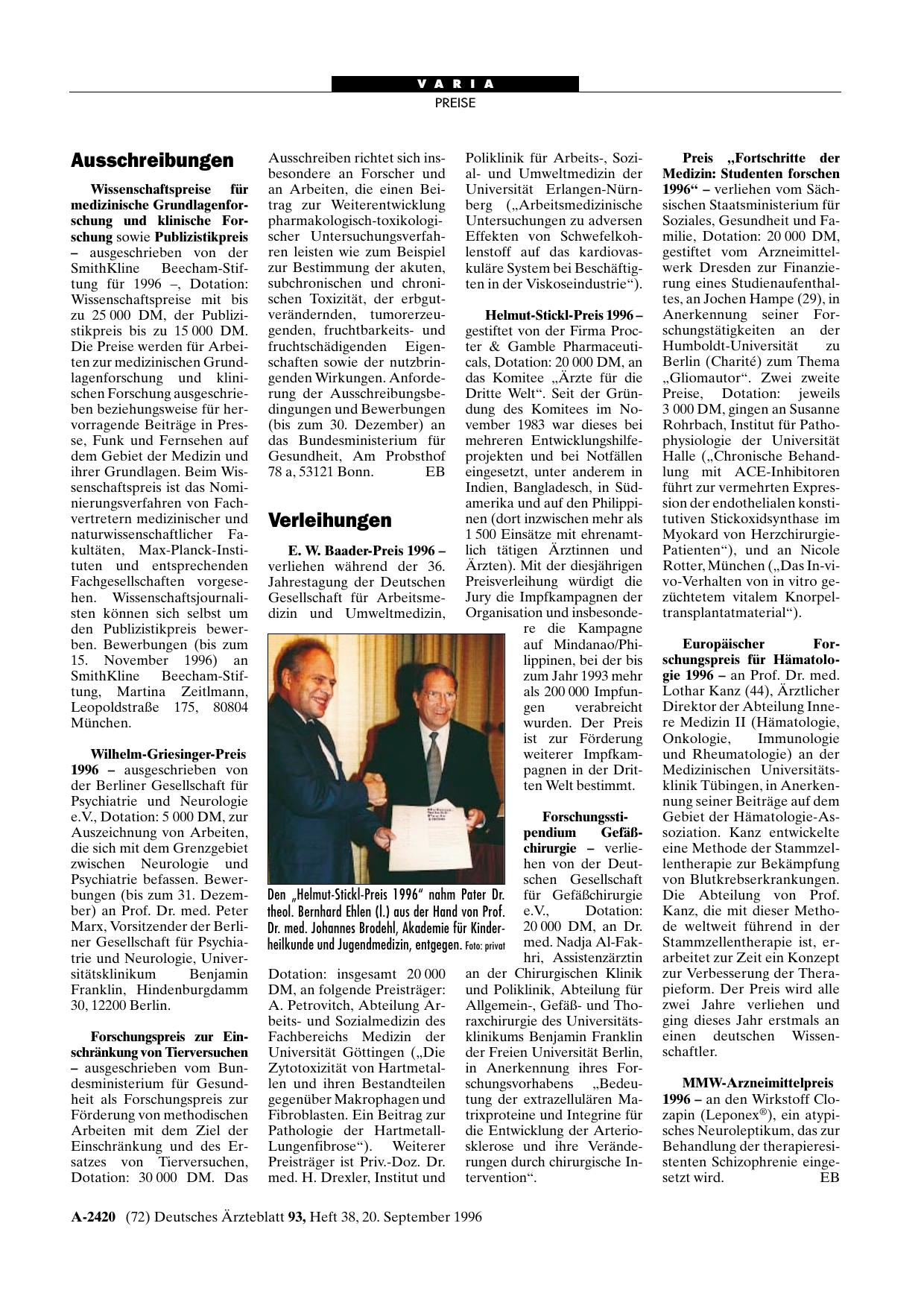 Vorschauseite 1: Verleihungen
