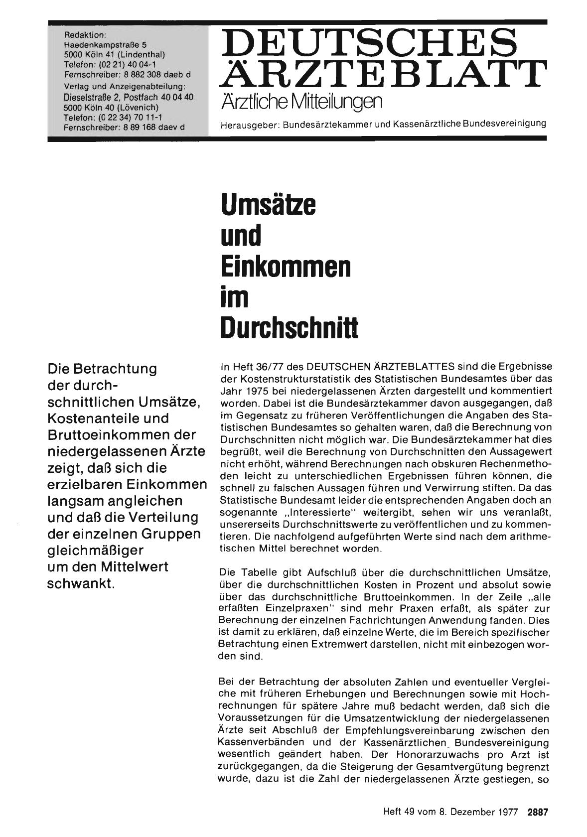 Vorschauseite 1: Umsätze und Einkommen im Durchschnitt