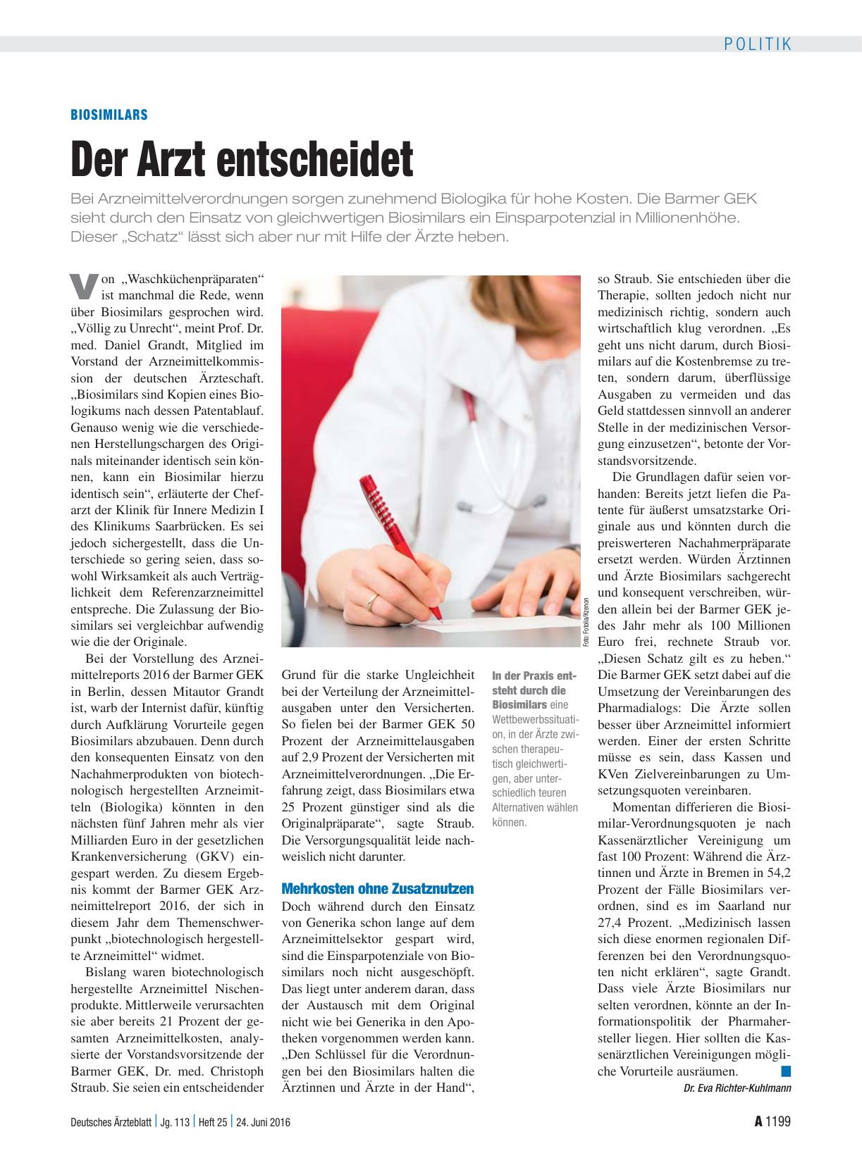 Vorschauseite 1: Biosimilars: Der Arzt entscheidet