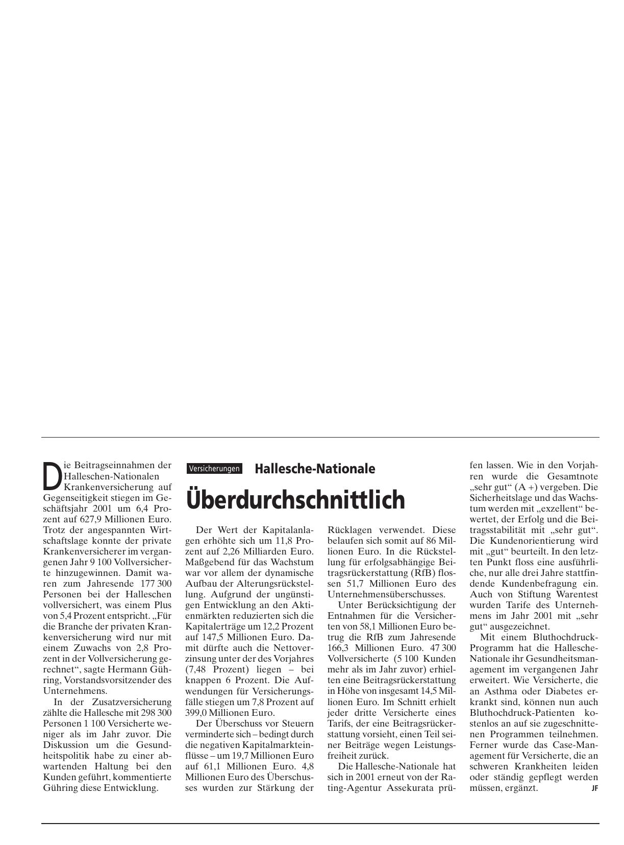 Vorschauseite 1: Hallesche-Nationale: Überdurchschnittlich