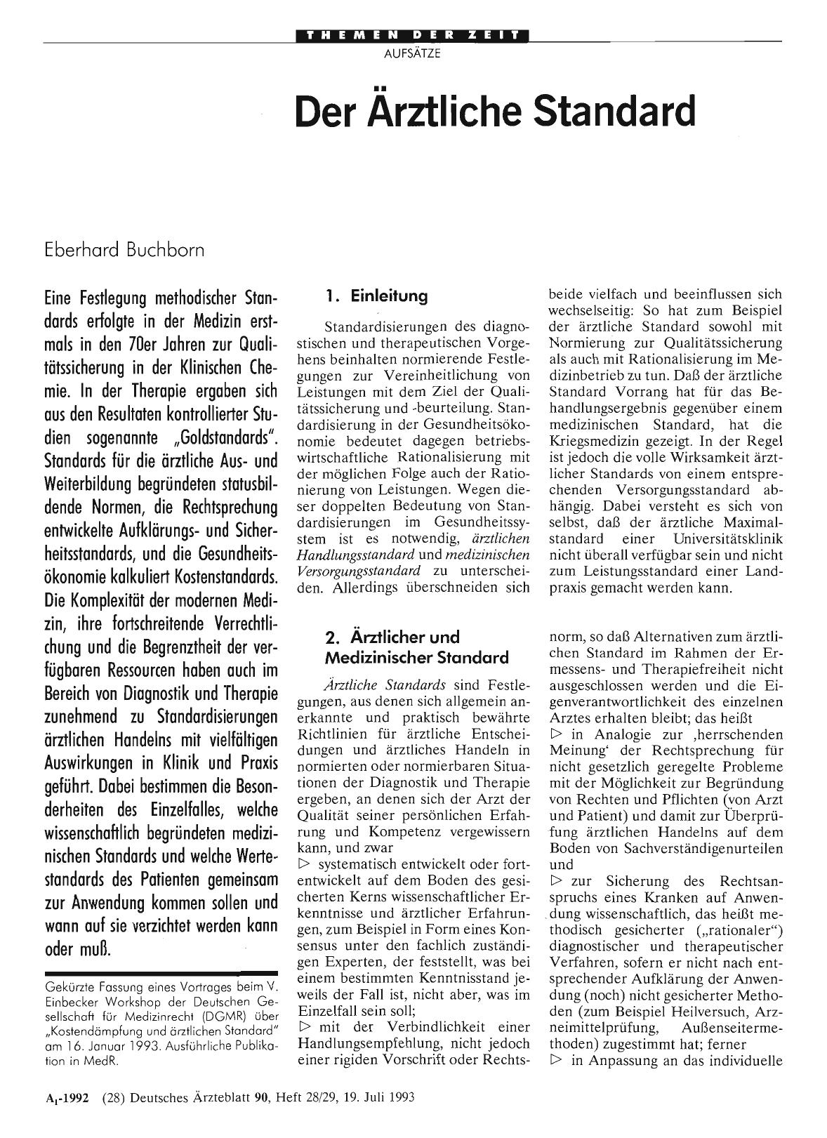 Vorschauseite 1: Der Ärztliche Standard