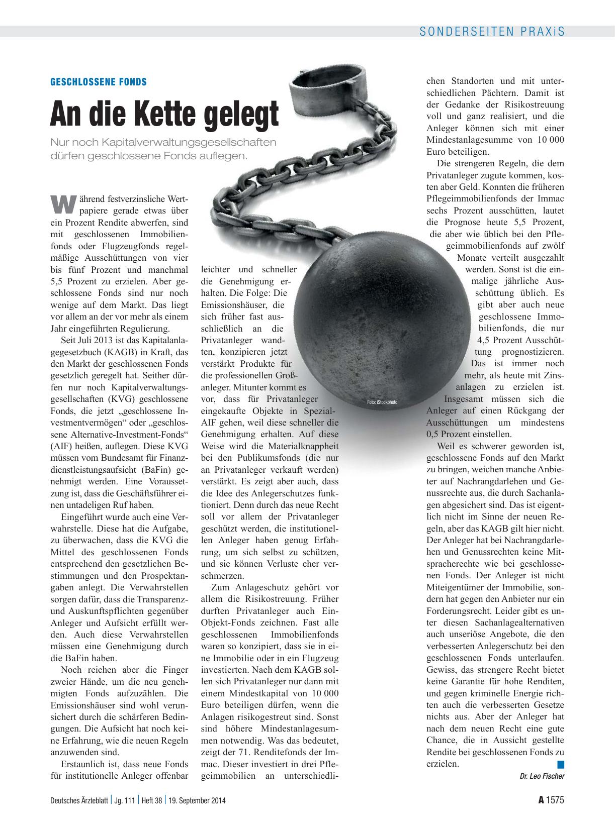 Vorschauseite 1: Geschlossene Fonds: An die Kette gelegt