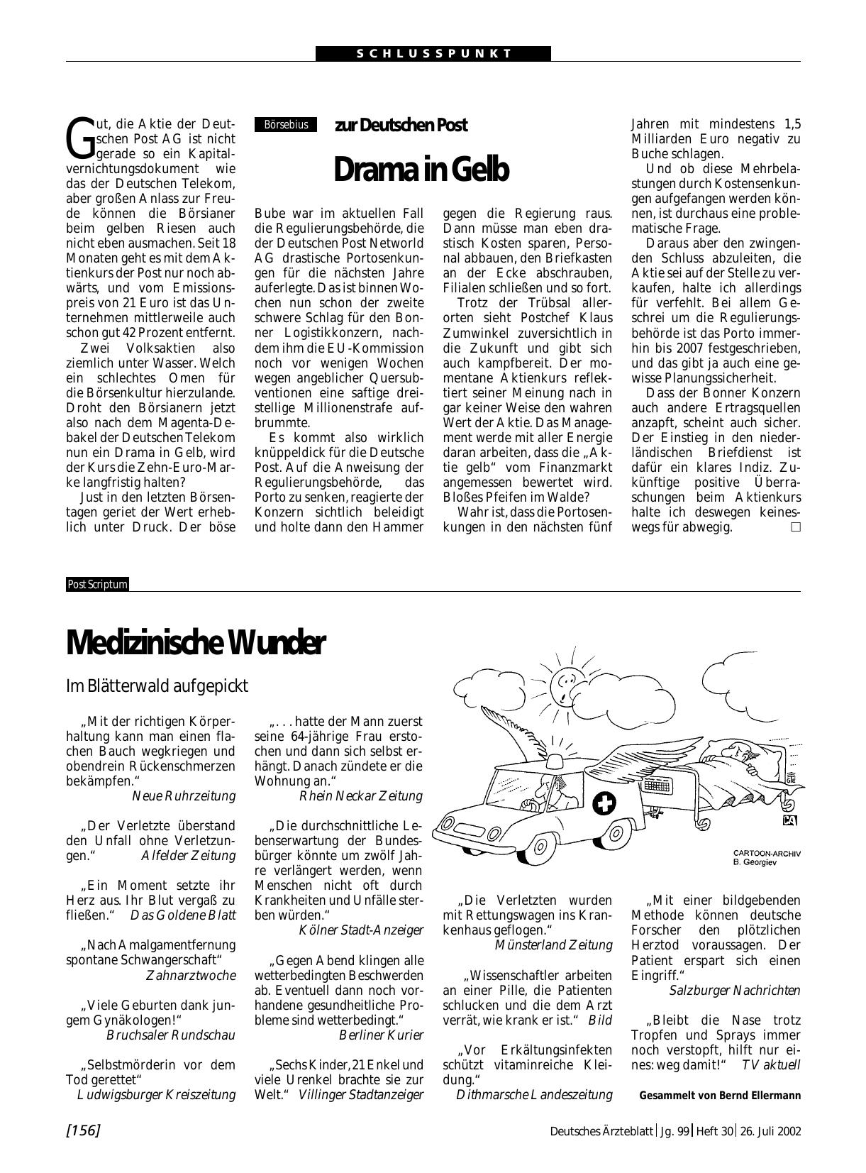 Vorschauseite 1: zur Deutschen Post: Drama in Gelb
