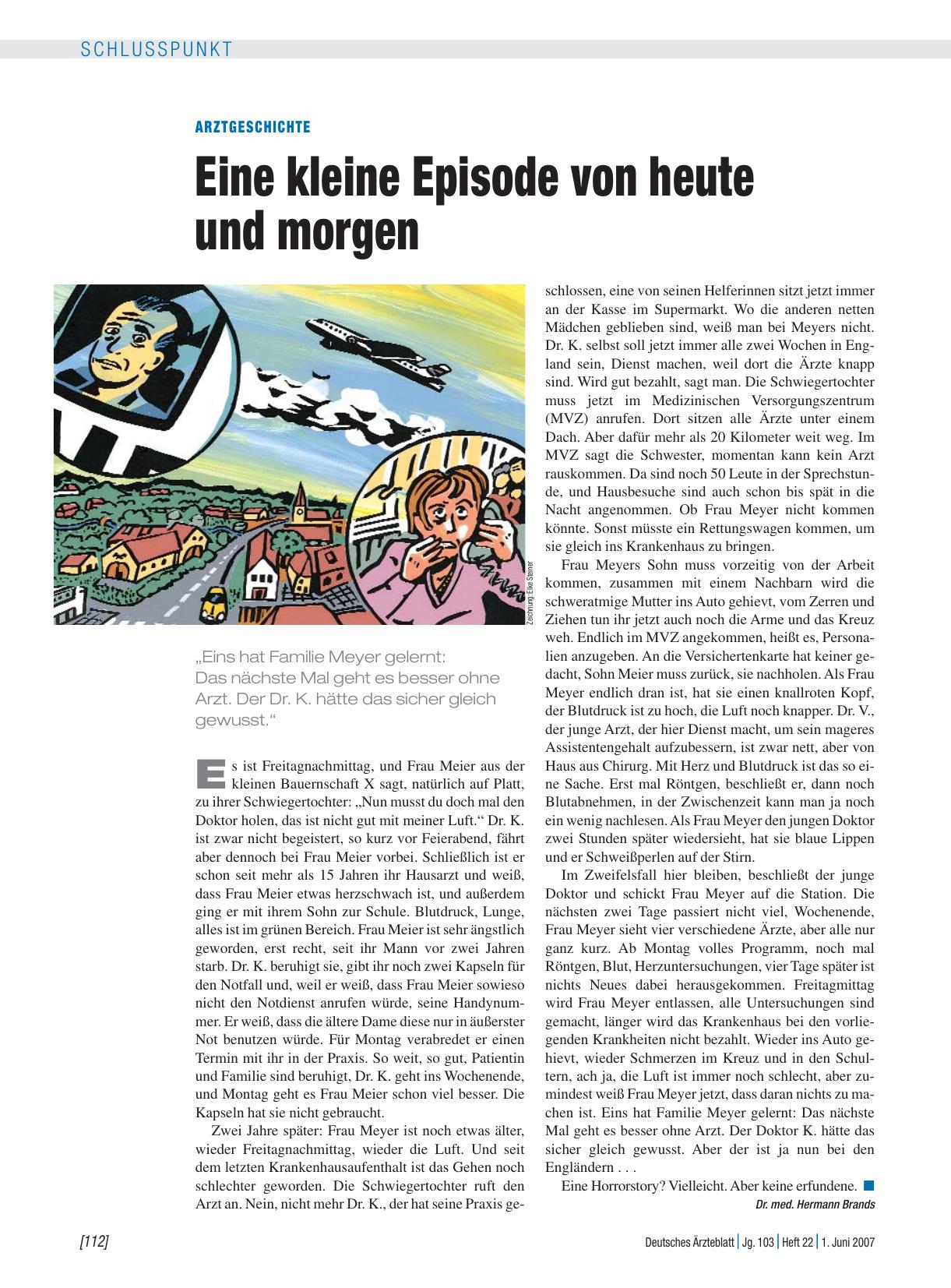 Vorschauseite 1: Arztgeschichte: Eine kleine Episode von heute und morgen