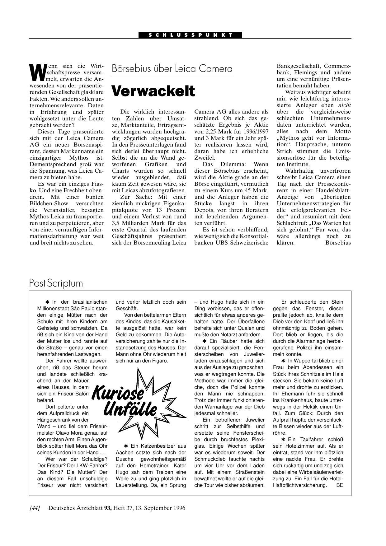 Vorschauseite 1: Kuriose Unfälle