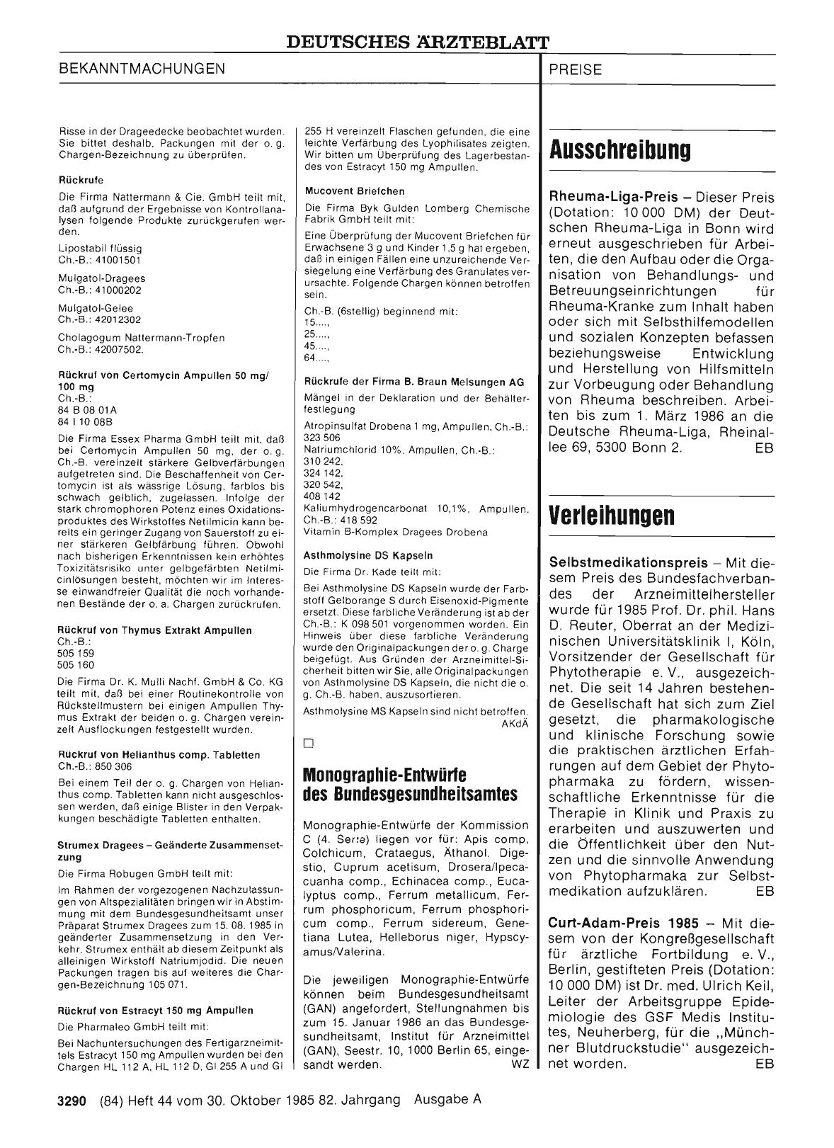 Vorschauseite 1: PREISE: Ausschreibung