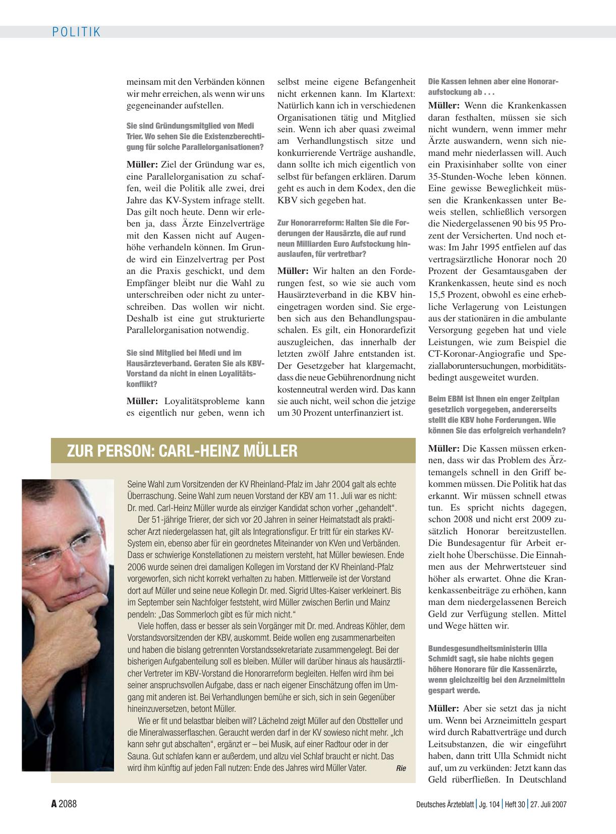 Vorschauseite 1: Zur Person: Carl-Heinz MÜller